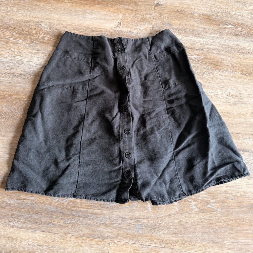 Reformation Black Button-Front Skirt